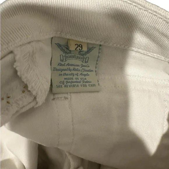 Robin’s Jeans Men’s Sz 29 Studded Gold white Designer Fashion Flap Button Wing